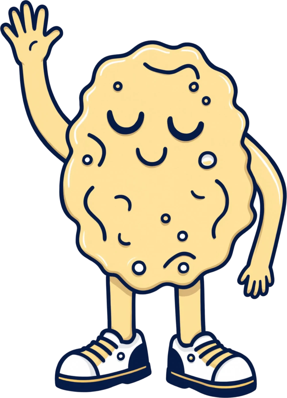 Crumb, our mascot, waving hello
